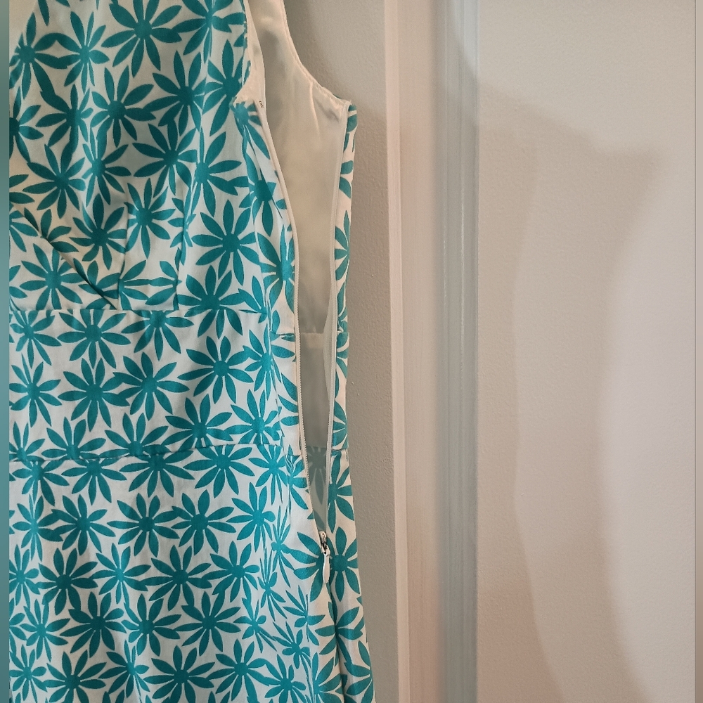 Spense Sz 8 Sleeveless Tropical Turquoise Print Dress - Picture 6 of 9